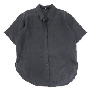 JARBO Big Pocket Linen Button Front Shirt Boyfriend Minimal Lagenlook Resort